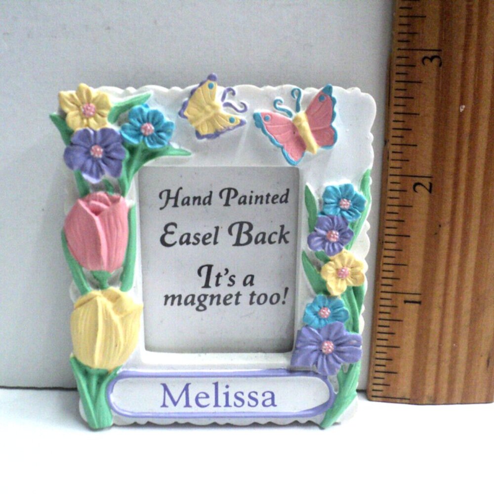 Melissa Personalized Hand-Painted Photo Frame w/ Easel Back and Magnet Vintage